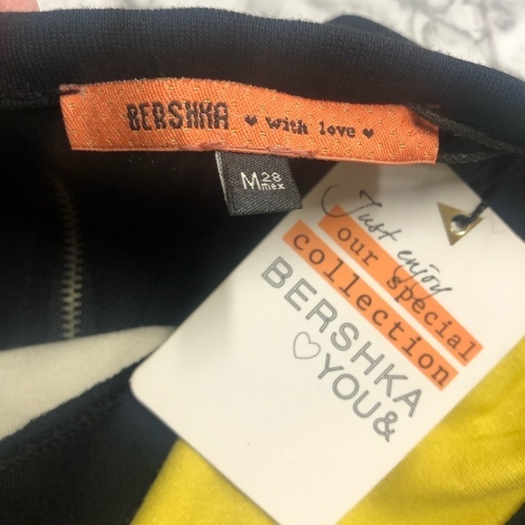 Bershka Womens Bodycon Dress Size Medium Strapless Color block NWT - Picture 3 of 5